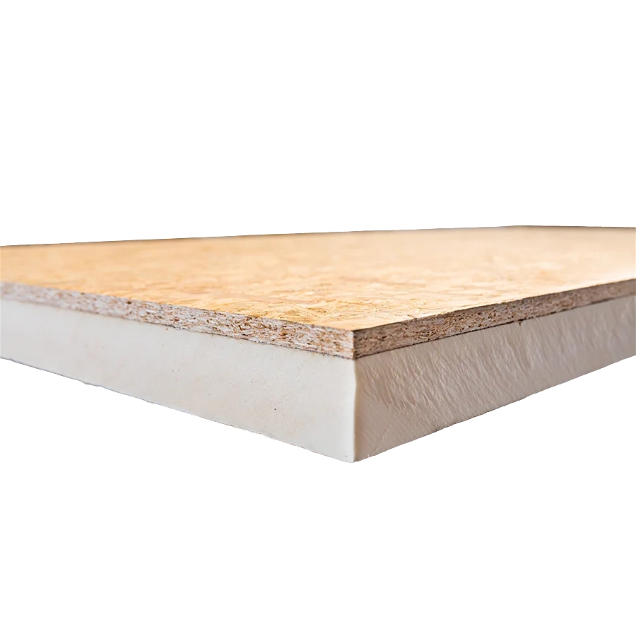 PIR+OSB 1200x600x120mm+9mm Rd:5,45 (=0,72m²): PIR isolatieplaat met OSB plaat van 1200x600x120mm en 9mm, Rd-waarde van 5,45, dekking van 0,72 m².