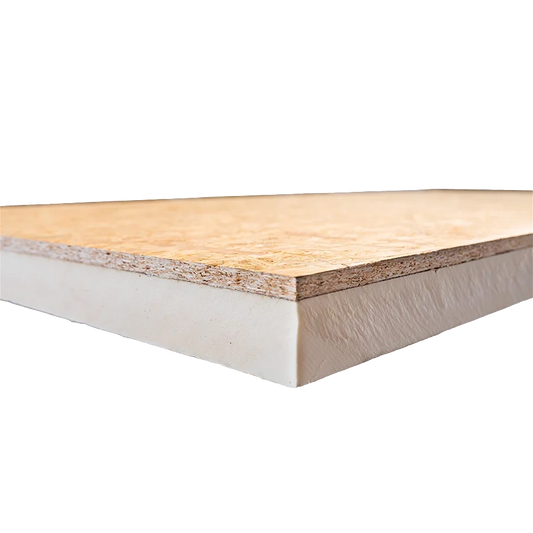 PIR+OSB 1200x600x40mm+9mm Rd:1,81 (=0,72m²): PIR isolatieplaat met OSB plaat van 1200x600x40mm en 9mm, Rd-waarde van 1,81, dekking van 0,72 m².