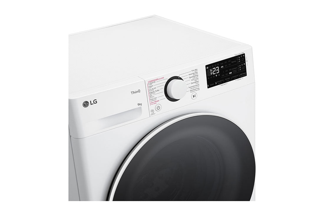 LG - Wasautomaat 9kg A-10% 1400trn EZDispense Steam AiDD Glass door