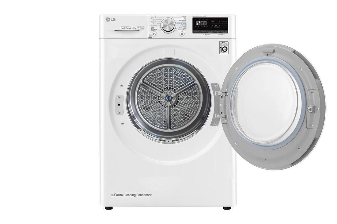 LG - Warmtepompdroger 9kg A+++ WiFi EcoHybrid AutoClean AntiKreuk GlassDoor