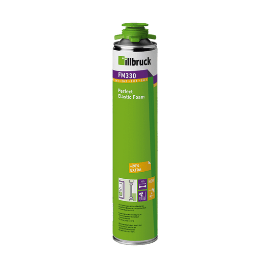 Flexibele Pur FM330 Illbruck 880ml: Hoogwaardige flexibele purschuim van Illbruck, geschikt voor diverse isolatie- en afdichtingstoepassingen.